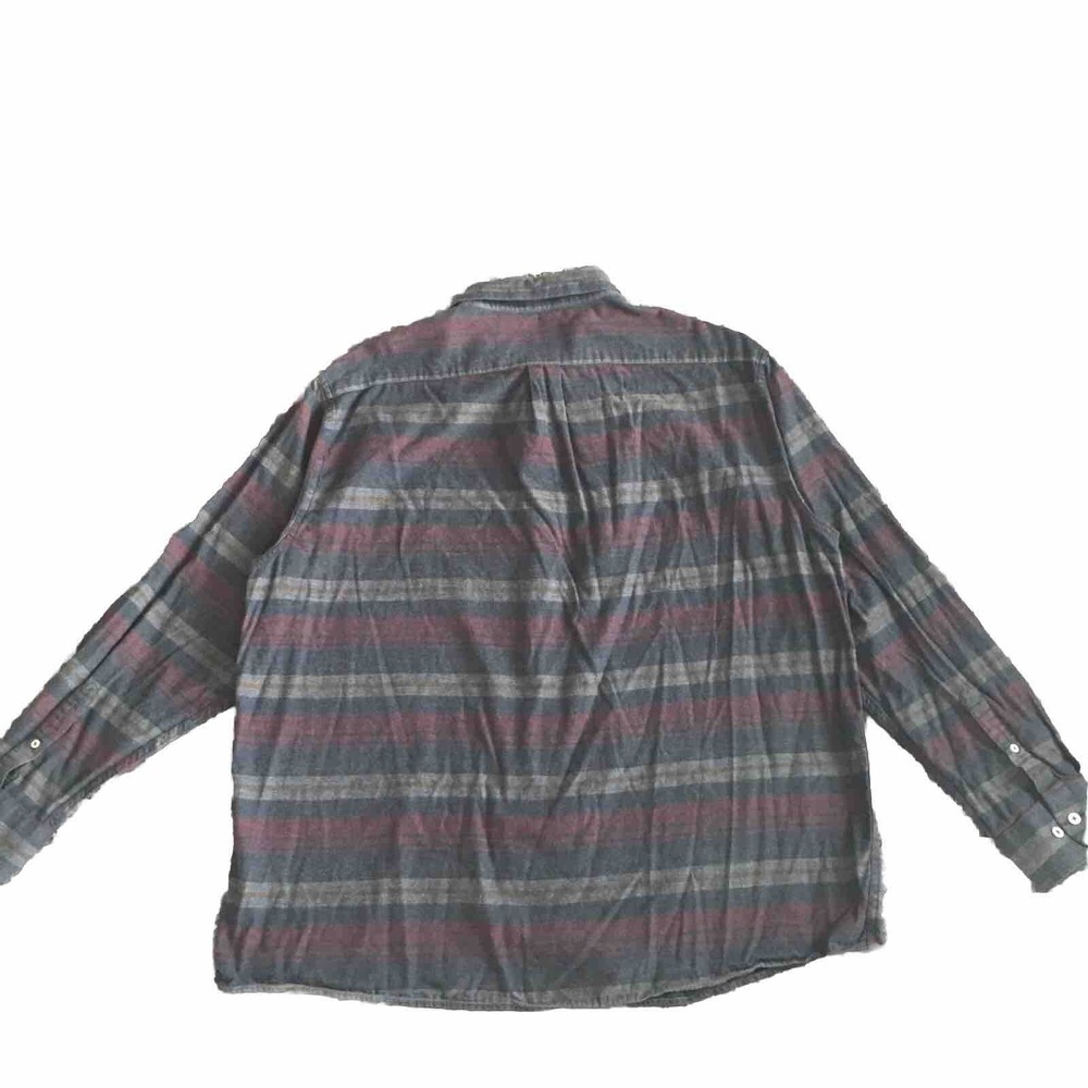 ROWM Flannel Shirt Mens 2XL Maroon Blue Stripe Flannel Long Sleeve Button Up - Picture 9 of 11